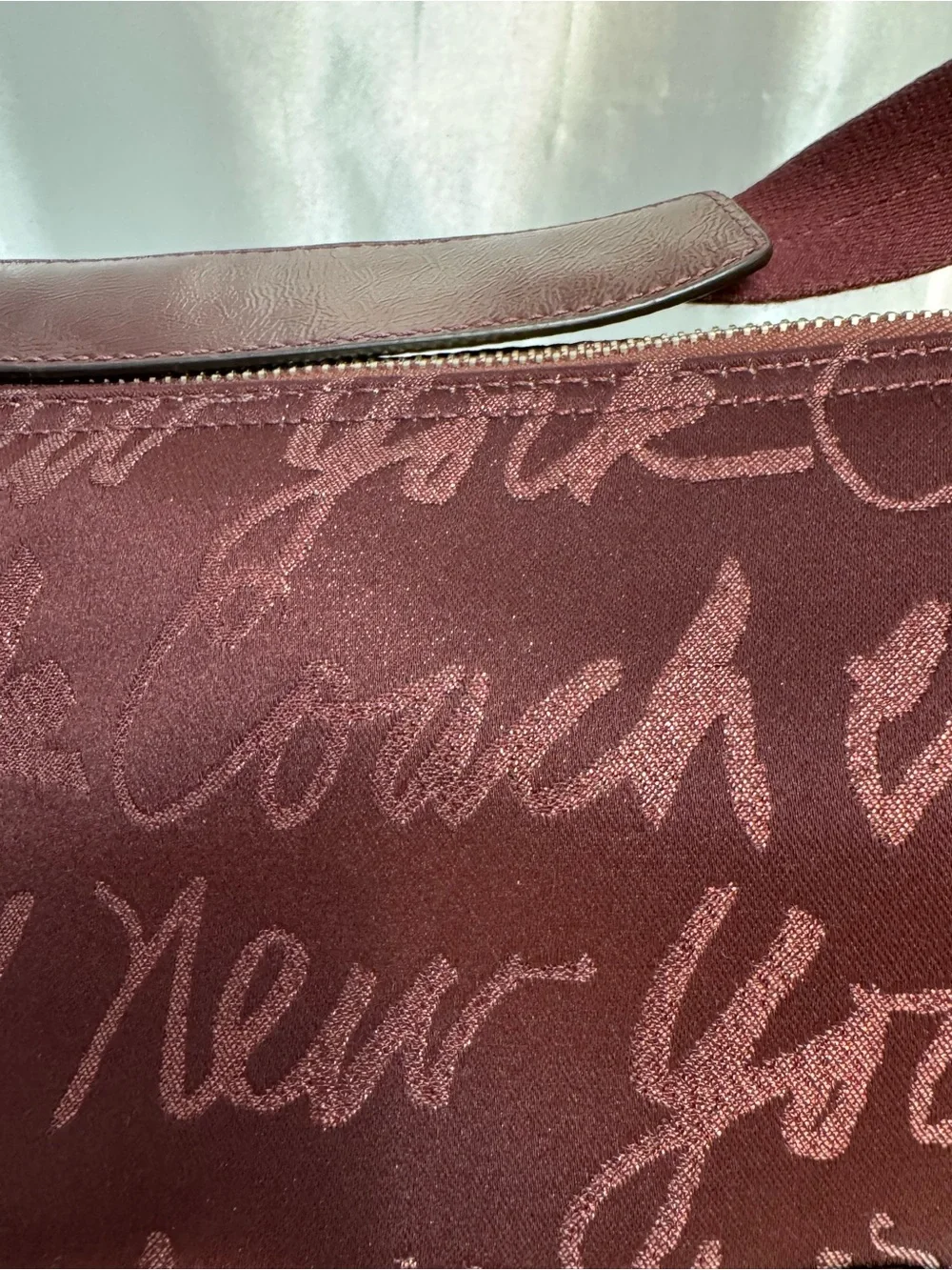 Coach Rare Limited Edition Holiday Poppy Signature Script Lurex Hobo Bag Merlot